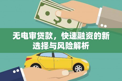 游仙无电审贷款，快速融资的新选择与风险解析
